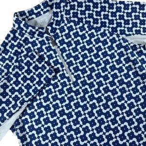 TAIL Performance Golf 1/4 Zip Long Sleeve Shirt Womens L Blue Floral Activewear